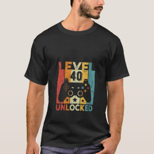 Level 40 Unlocked Gaming Controller 40th Birthday T-Shirt