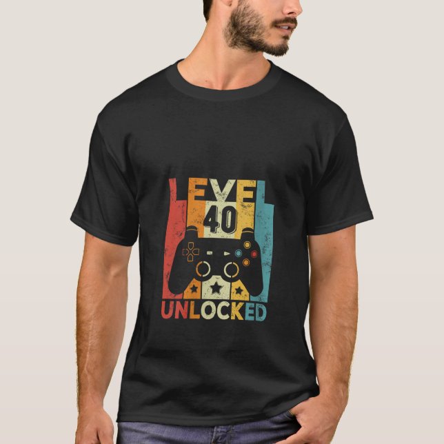 Level 40 Unlocked Gaming Controller 40th Birthday  T-Shirt (Front)