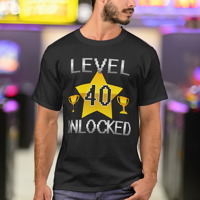 Level 40 Unlocked Retro 1980s Gamer Shirt (level 40 unlocked 40th birthday t-shirt for men
)