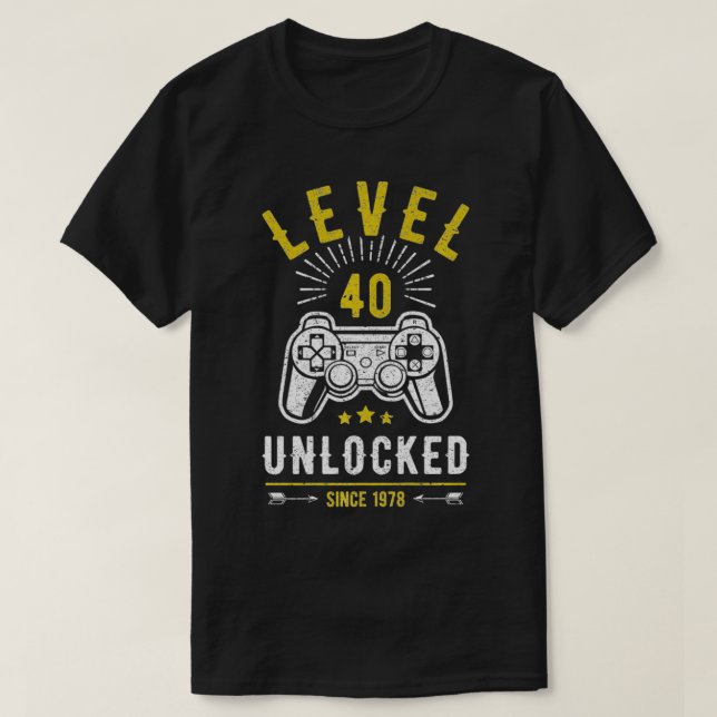 Level 40 Unlocked T 40th Birthday Gamer 40 yo Prem T-Shirt (Design Front)