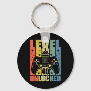 Level 40 Unlocked Video Game 40th Birthday Gamer B Key Ring
