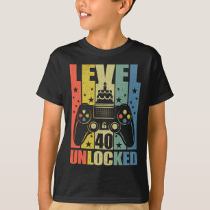Level 40 Unlocked Video Game 40th Birthday Gamer B T-Shirt