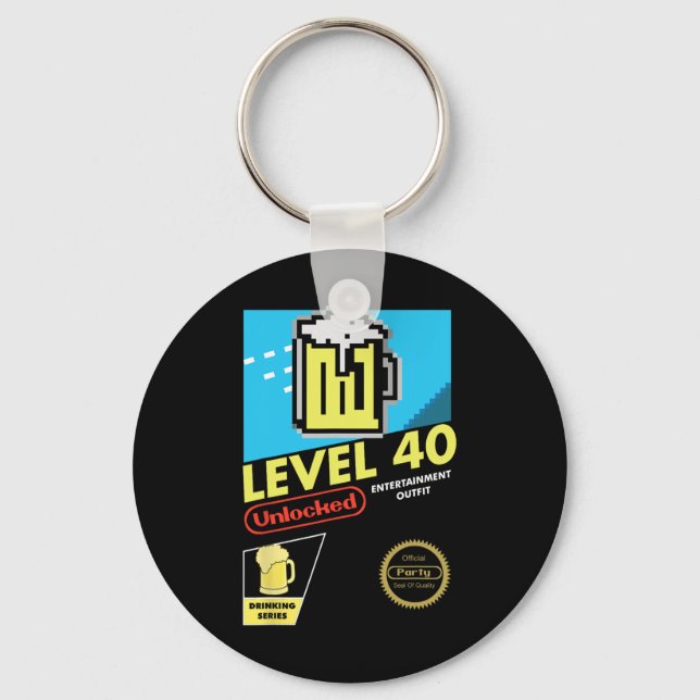 Level 40 Unlocked Video Game 40th Birthday  Key Ring (Front)