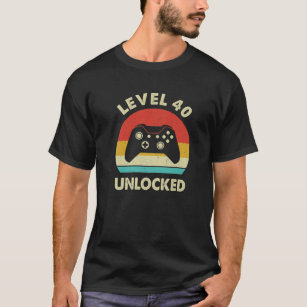 Level 40 Unlocked Video Gamer 40 Year Birthday Fun T-Shirt
