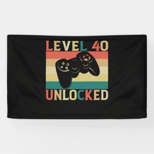 Level 40 Unlocked Video Gamer 40th Birthday Banner