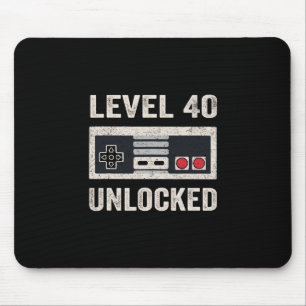 Level 40 Unlocked Video Gamer 40th Birthday Gift Mouse Mat