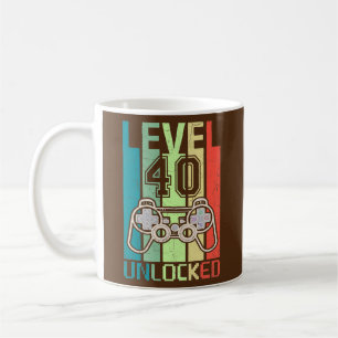 Level 40 Unlocked Video Gamer 40th Birthday Gifts Coffee Mug