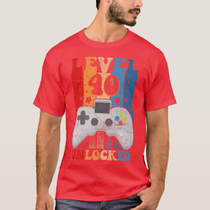 Level 40 Unlocked  Video Gamer 40th Birthday Gifts T-Shirt