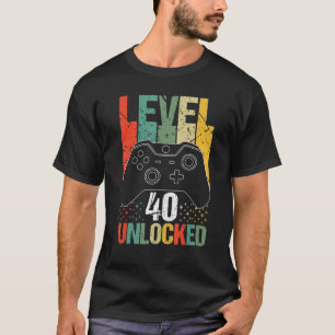Level 40 Unlocked  Video Gamer 40th Birthday T-Shirt