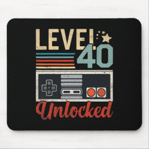 Level 40 Unlocked Video Gamer Controller 40th Birt Mouse Mat