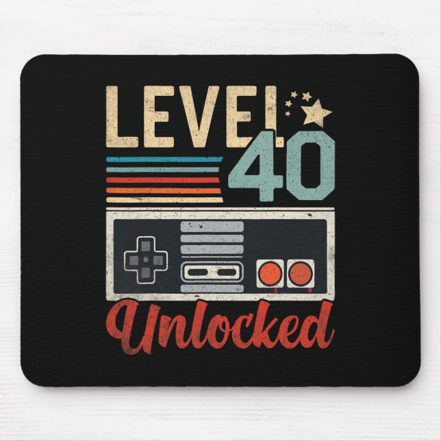 Level 40 Unlocked Video Gamer Controller 40th Birt Mouse Mat (Front)