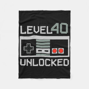 Level 40 Unlocked Video Gamer Vintage 40th Birthda Fleece Blanket
