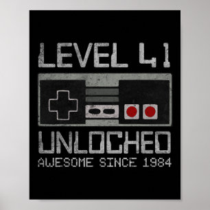 Level 41 Unlocked 41st Birthday 41 Year Old Video  Poster