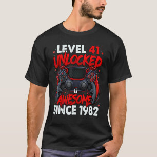 Level 41 Unlocked Awesome Since 1982 41st Birthday T-Shirt
