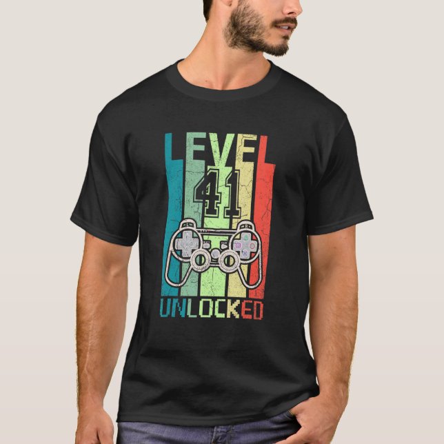 Level 41 Unlocked  Video Gamer 41th Birthday  Tee (Front)