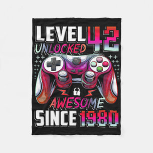 Level 42 Unlocked Awesome Since 1980 42nd Birthday Fleece Blanket