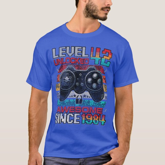 Level 42 Unlocked Awesome Since 1984 42nd Birthday T-Shirt (Front)