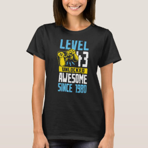 Level 43 Unlocked Awesome Since 1980 Video Game Bi T-Shirt
