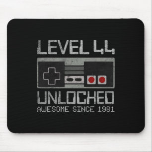 Level 44 Unlocked 44th Birthday 44 Year Old Video Mouse Mat