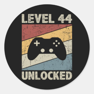 Level 44 Unlocked - Retro Vintage Funny 44th Birth Classic Round Sticker
