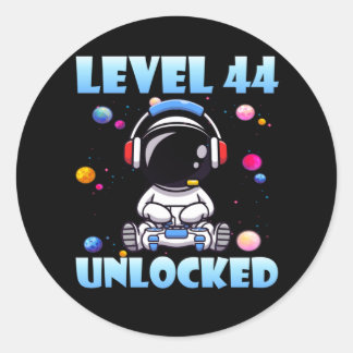 Level 44 Unlocked Video Game 44th Birthday PC Gami Classic Round Sticker