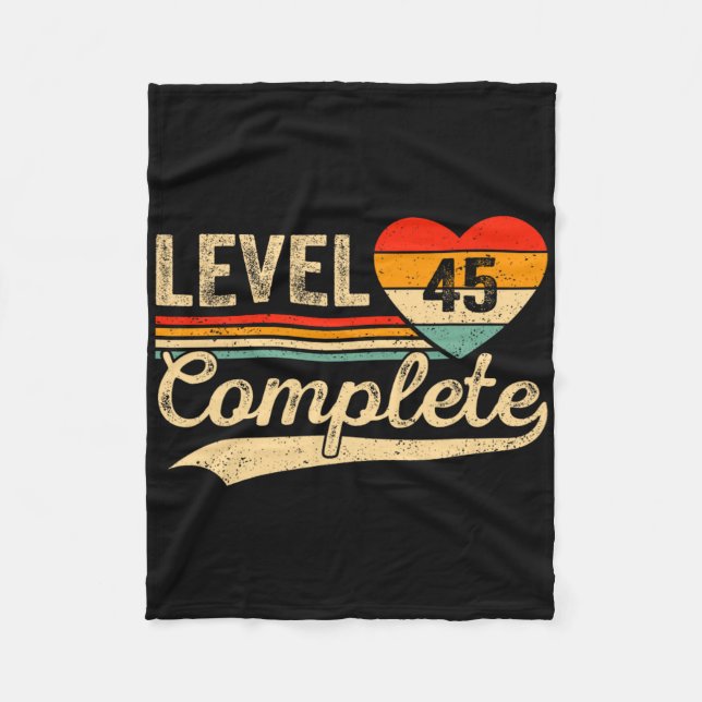 Level 45 Complete 45 Years Video Gamer Wedding Ann Fleece Blanket (Front)