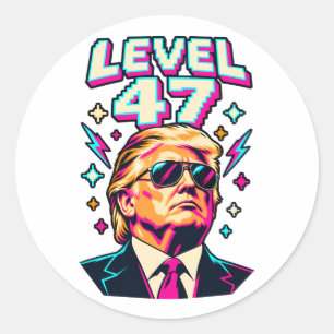 Level 47 Neon Arcade Classic Round Sticker