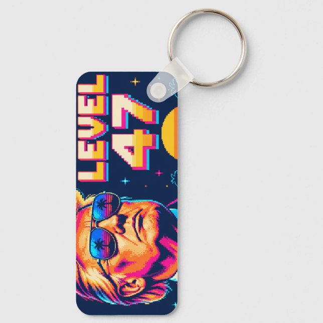 Level 47 Neon Arcade Two-Sided Aluminium Key Ring (Back)