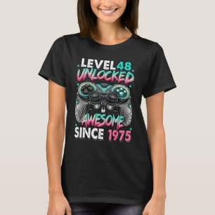 Level 48 Unlocked Awesome Since 1975 48th Birthday T-Shirt