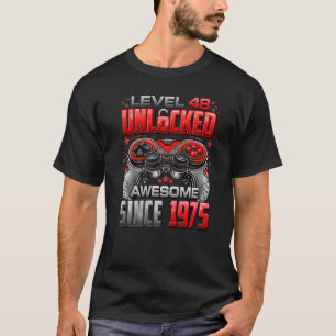 Level 48 Unlocked Awesome Since 1975 48th Birthday T-Shirt