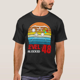Level 48 Unlocked  Video Gamer 48th Birthday Men W T-Shirt