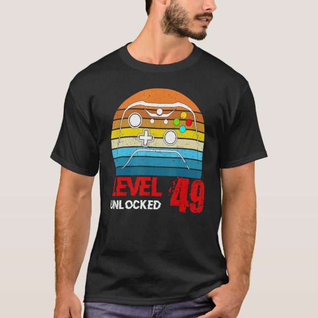 Level 49 Unlocked  Video Gamer 49th Birthday Men W T-Shirt (Front)