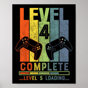 Level 4 Complete Gamer Gift 4 Years Wedding Annive Poster
