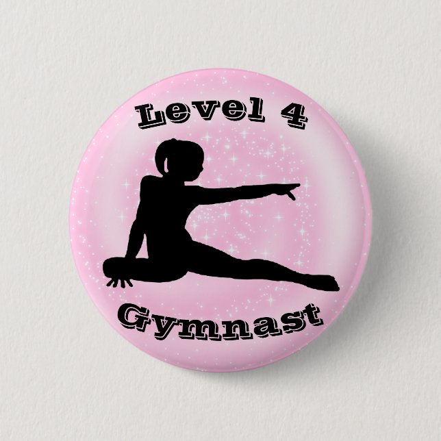 Level 4 Gymnast - Girls Gymnastics Button (Front)