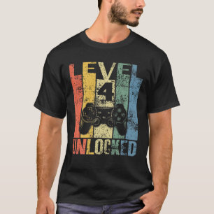Level 4 Unlocked 4Th Birthday Gift For Video Gamer T-Shirt