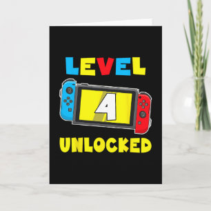 Level 4 Unlocked 4th Birthday Shirt Video Game 4 Y Card