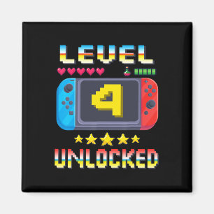 Level 4 Unlocked 4th Birthday Shirt Video Game 4 Y Magnet