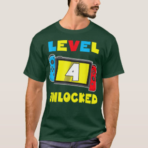 Level 4 Unlocked 4th Birthday Video Game 4 Year O T-Shirt