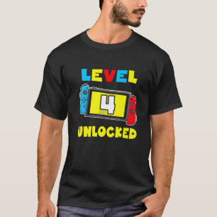 Level 4 Unlocked 4Th Birthday Video Game 4 Year Ol T-Shirt