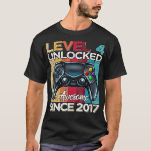 Level 4 Unlocked Awesome Since 2017 4th Birthday G T-Shirt