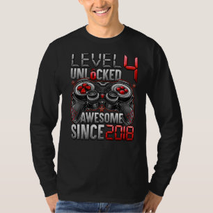 Level 4 Unlocked Awesome Since 2018 4th Birthday T-Shirt
