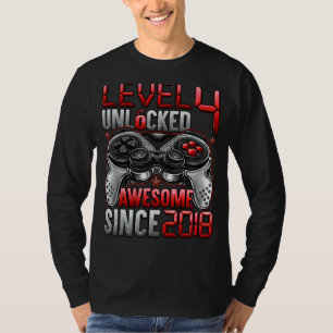 Level 4 Unlocked Awesome Since 2018 4th Birthday T-Shirt