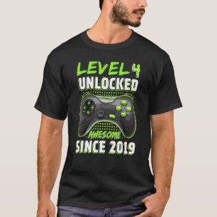 Level 4 Unlocked Awesome Since 2019 4th Birthday G T-Shirt