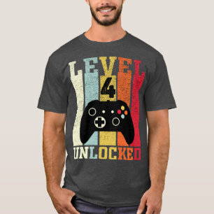 Level 4 Unlocked Funny Video 4th Birthday Gift T-Shirt