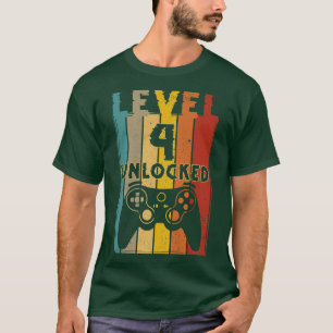 Level 4 Unlocked  Funny Video Gamer 4th Birthday  T-Shirt