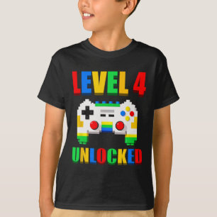 Level 4 Unlocked Gamer 4 Year Old Video Game Birth T-Shirt