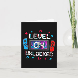 Level 4 Unlocked Gamer 4th Birthday Gift Video Gam Card