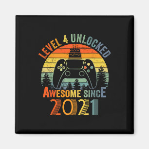 Level 4 Unlocked Since Video Gamer 4th Birthday Magnet