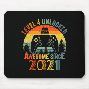 Level 4 Unlocked Since Video Gamer 4th Birthday Mouse Mat
