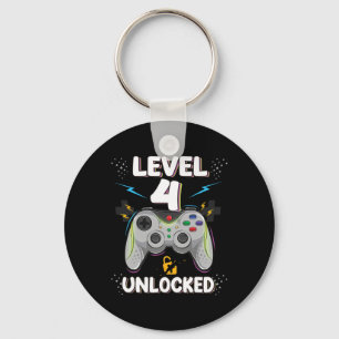 Level 4 Unlocked Video Game 4th Birthday Gamer Gif Key Ring